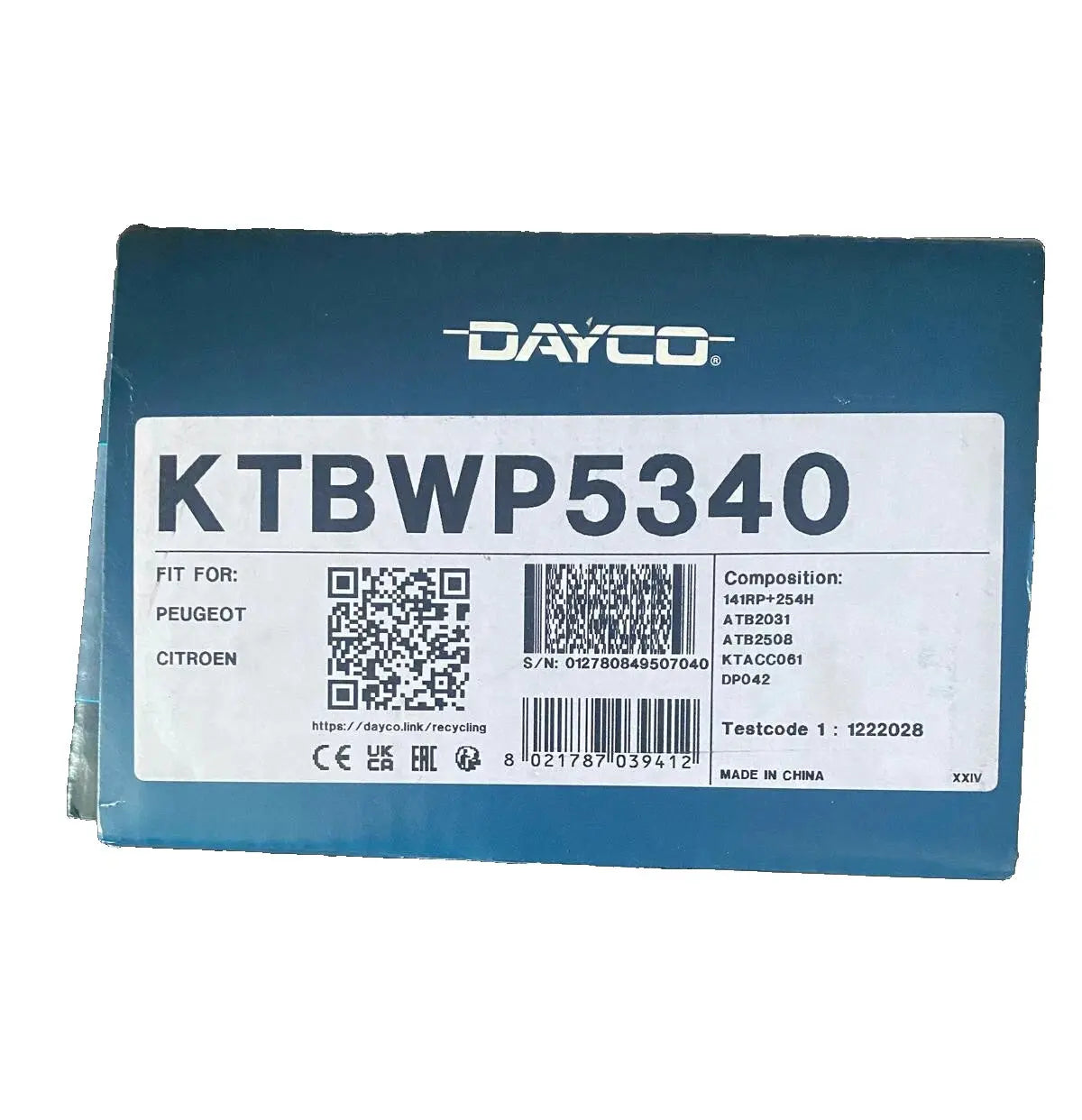 DAYCO KTBWP5340 Kit de distribution + pompe à eau DAYCO