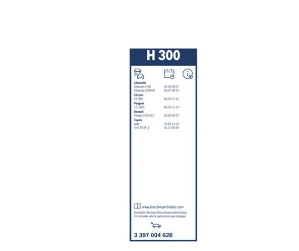BOSCH 3 397 004 628 Balai d'essuie-glace Twin H300, 300mm, Arrière, 1 Pièce