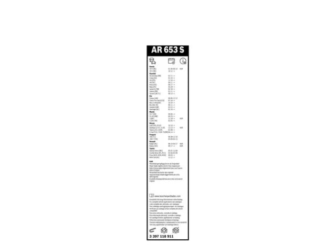 BOSCH 3 397 118 911 Balai d’essuie-glace Aerotwin Retrofit AR653S, 650mm - 400mm