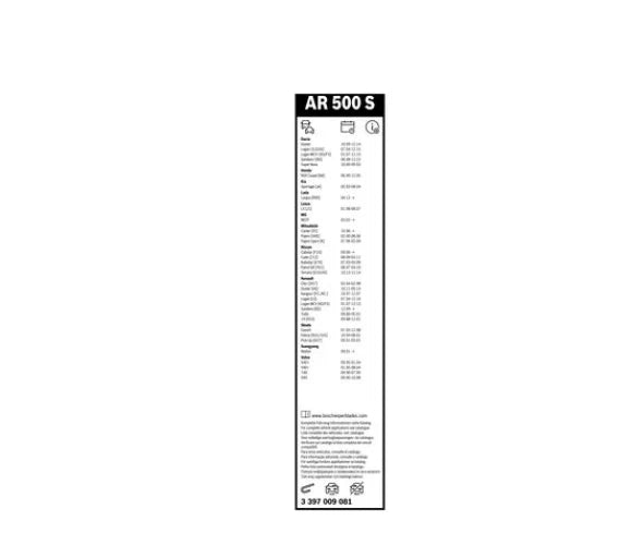 BOSCH 3 397 009 081 Balai d'essuie-glace Aerotwin Retrofit AR500S 500mm Avant