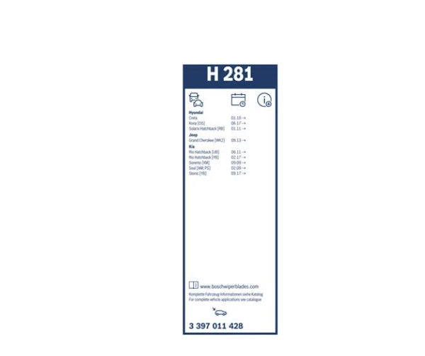 BOSCH 3 397 011 428 Balai d'essuie-glace, lunette arrière H281