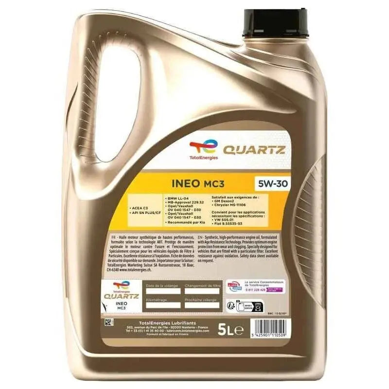 Total Huile moteur Quartz Ineo MC3 5W30 C3 - 5 Litres 213698 TOTAL