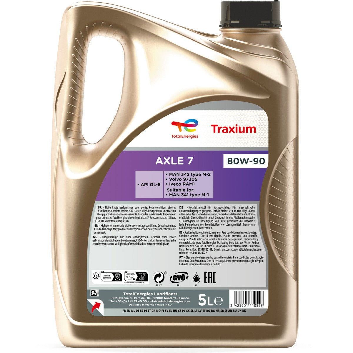 Total Traxium Axle 7 Huile de transmission et huile boite de vitesse 80W90