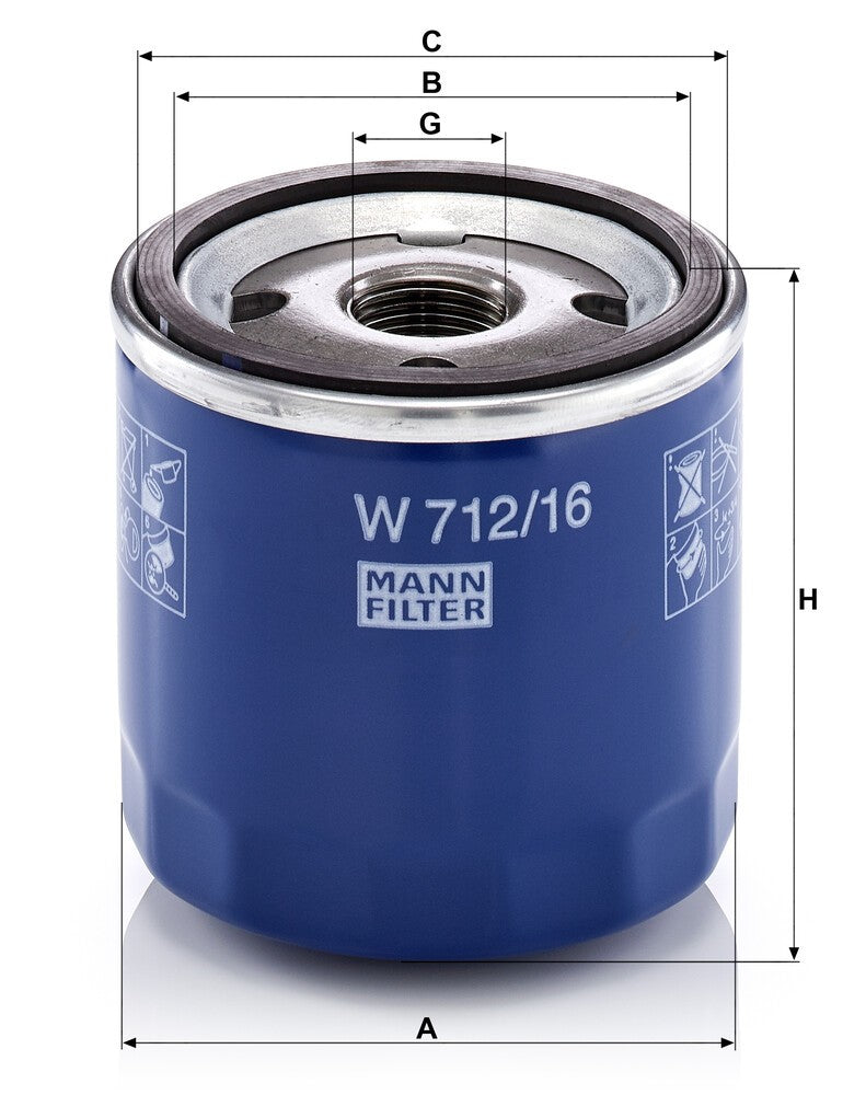 MANN-FILTER W 712/16 Filtre à huile