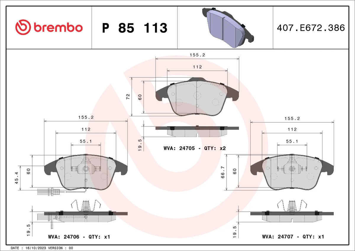 BREMBO P 85 113 PLAQUETTES DE FREIN PRIME LINE (JEU) BREMBO