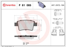 BREMBO Prime P 61 085 Plaquettes de frein arrière avec accessoires – vue 2