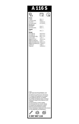 BOSCH 3 397 007 116 Balai d'essuie-glace Aerotwin A116S 600/400mm Avant 2 Pièce BOSCH
