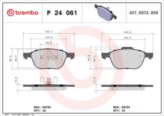 BREMBO P 24 061 Plaquettes de freins