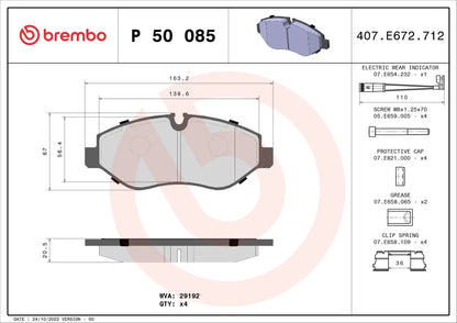 BREMBO P 50 085 Plaquettes de freins BREMBO