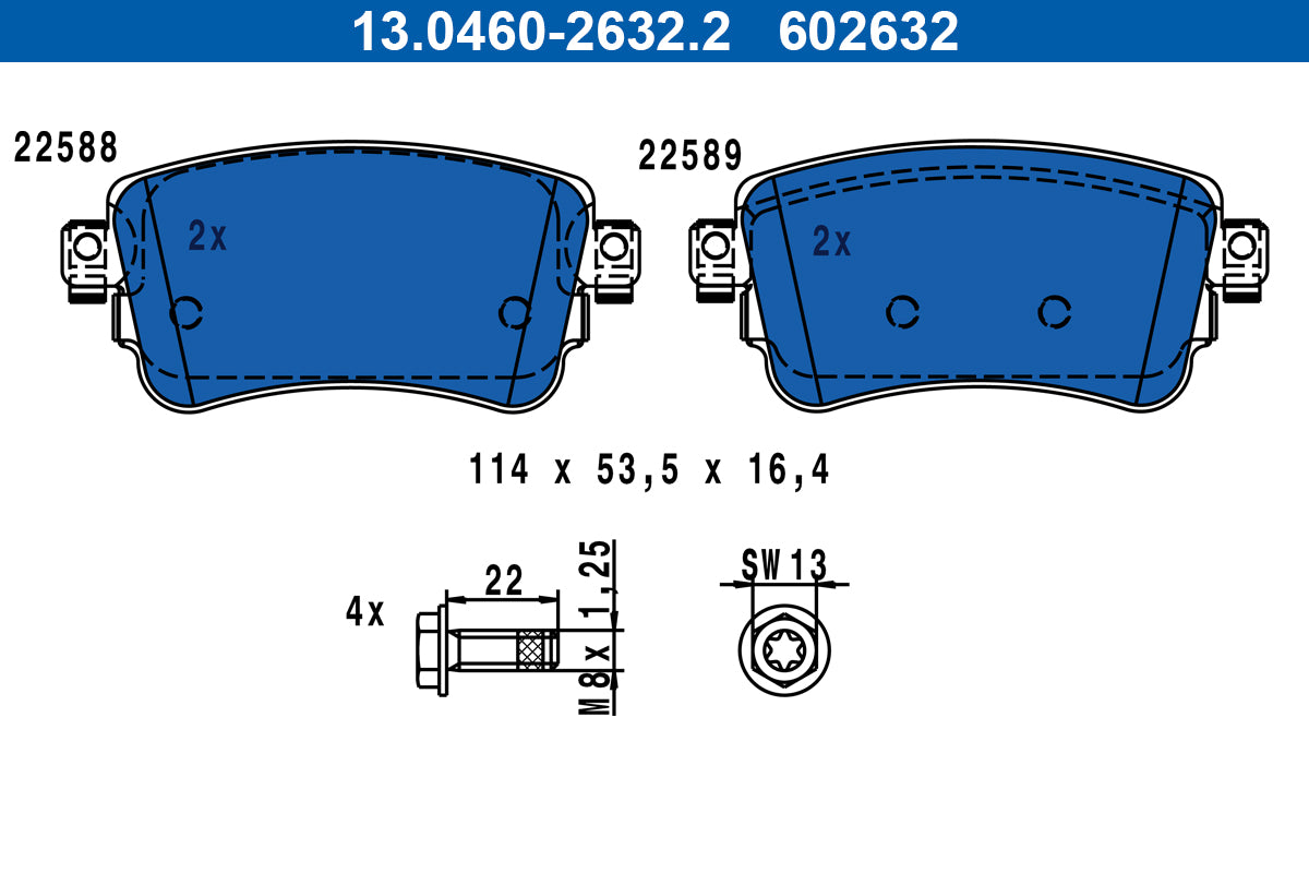 ATE 13.0460-2632.2 PLAQUETTES DE FREIN (JEU) D'ORIGINE - GR PARTS