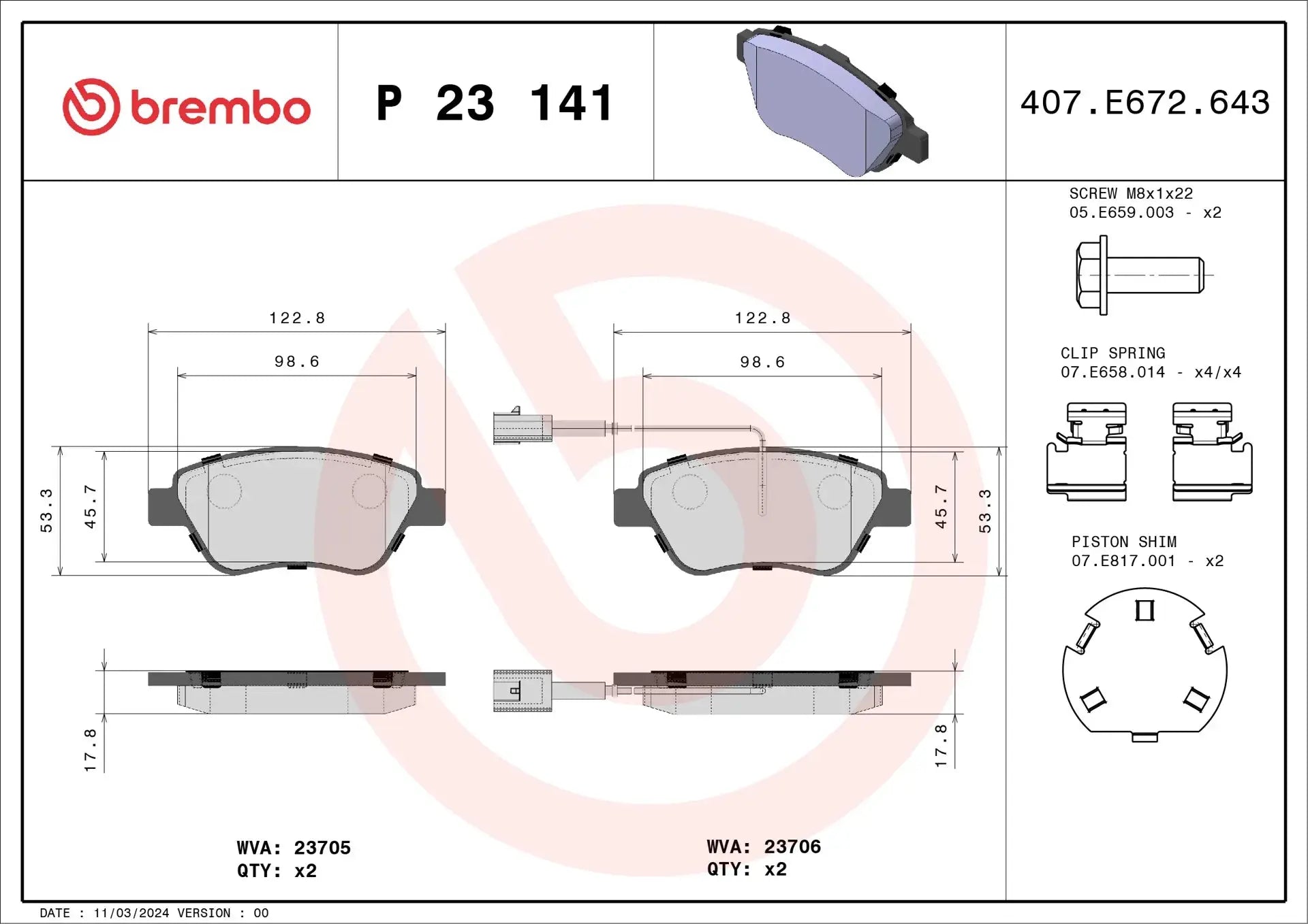 BREMBO P 23 141 Plaquettes de freins P23141 BREMBO