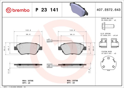 BREMBO P 23 141 Plaquettes de freins P23141 BREMBO