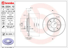 2x BREMBO 08.5334.11 Disques de Frein Arrière 247mm PEUGEOT CITROEN BREMBO