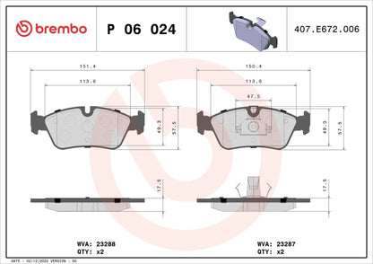 BREMBO P 06 024 Plaquettes de freins BREMBO