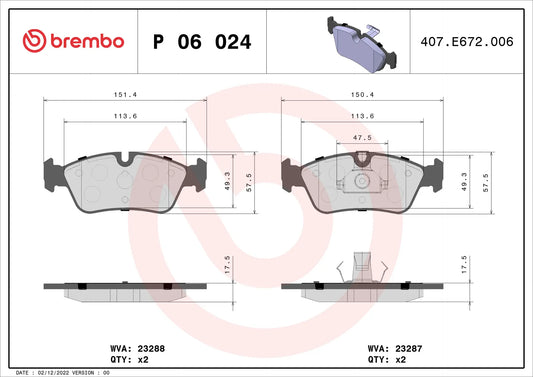 BREMBO P 06 024 Plaquettes de freins