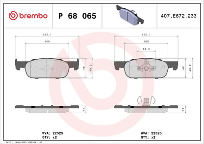 BREMBO P 68 065 Plaquettes de freins Avant BREMBO
