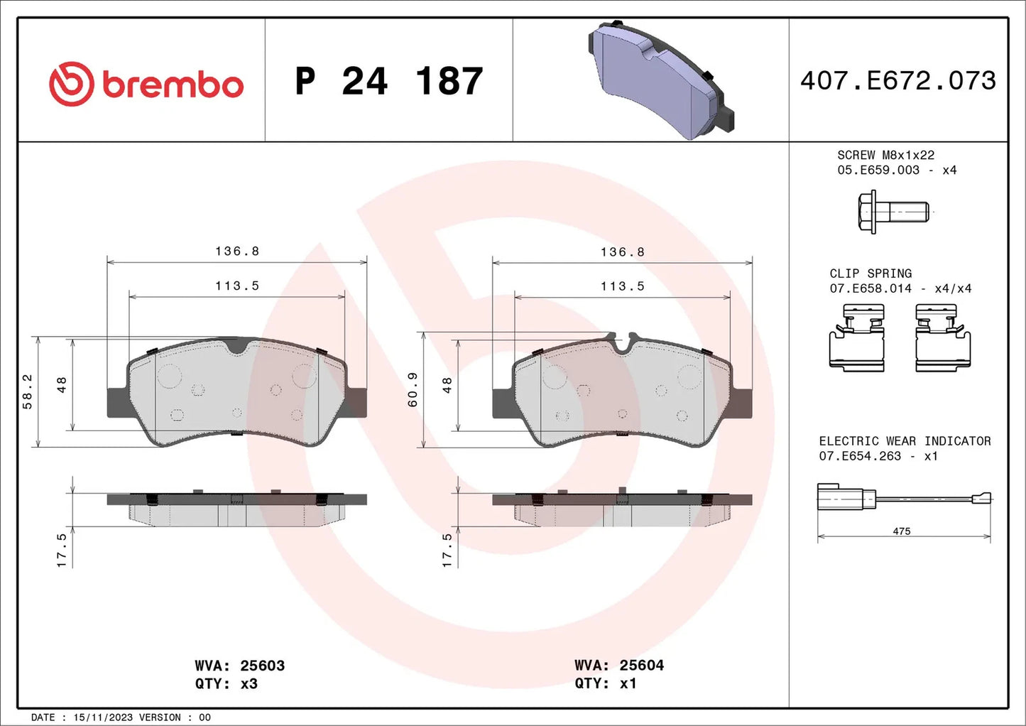 BREMBO Prime P 24 187 Plaquettes de frein arrière - GR PARTS