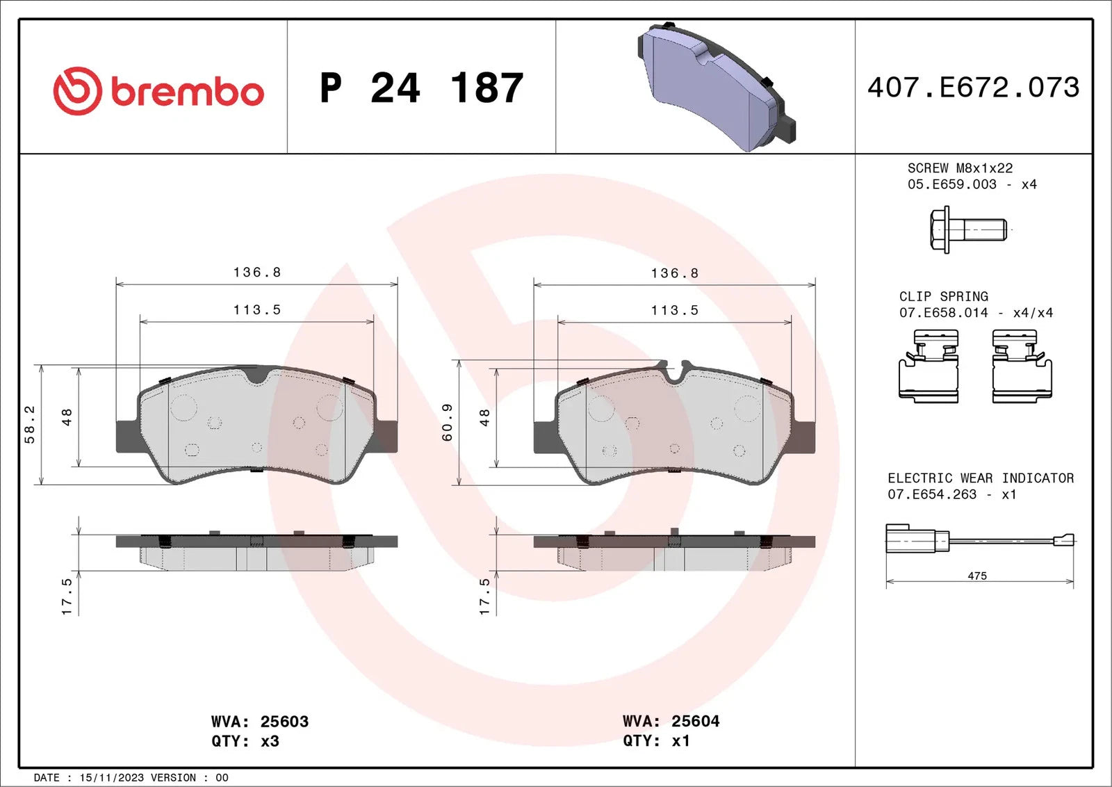 BREMBO Prime P 24 187 Plaquettes de frein arrière - GR PARTS