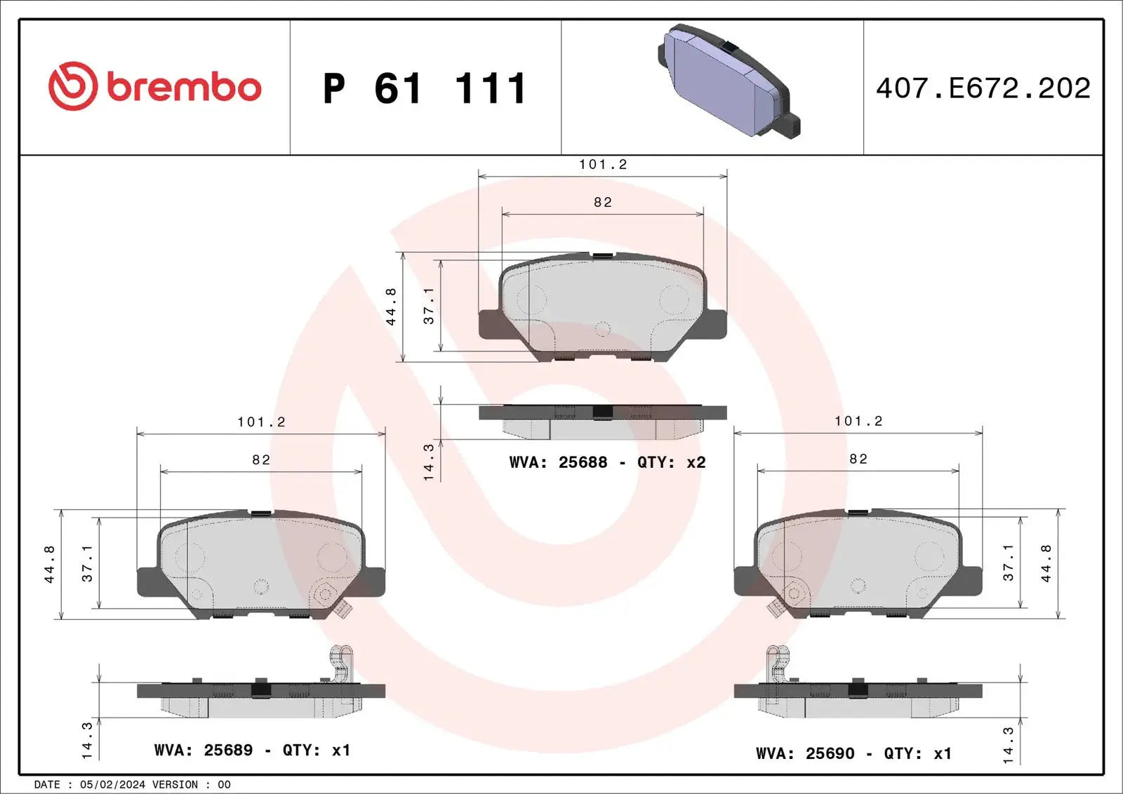 BREMBO P 61 111 Plaquettes de frein Arrière BREMBO