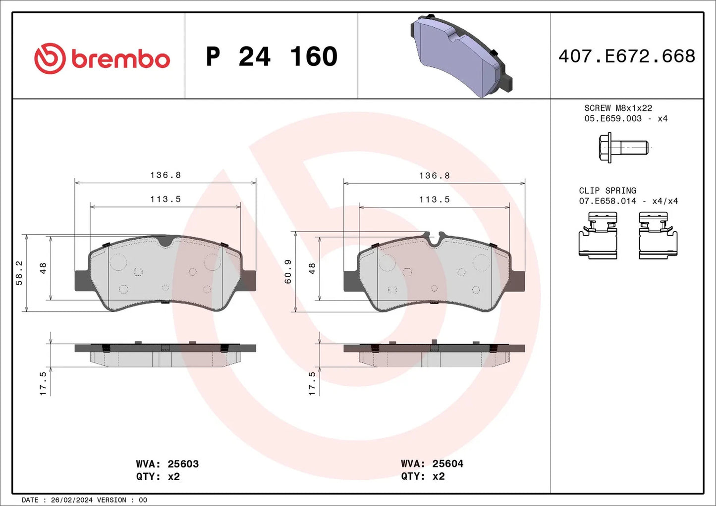 BREMBO Prime P 24 160 Plaquettes de frein arrière - GR PARTS
