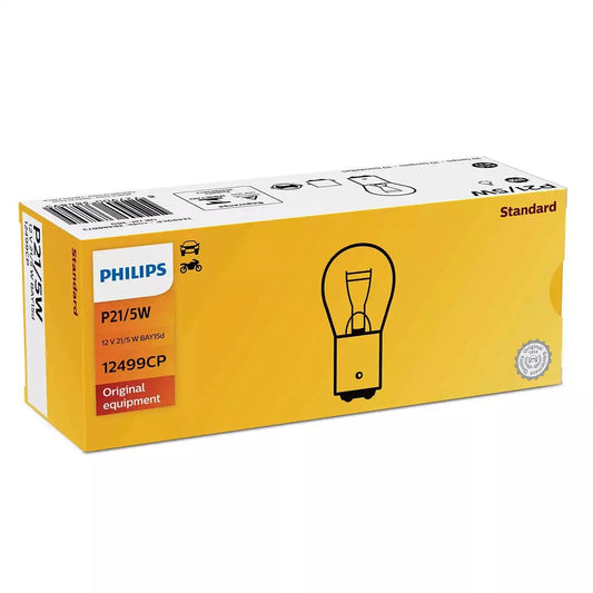 Ampoule Philips 12499CP STOPS ET CLIGNOTANTS P21/5W 12V 21/5W BAY15D, 10 PIECES