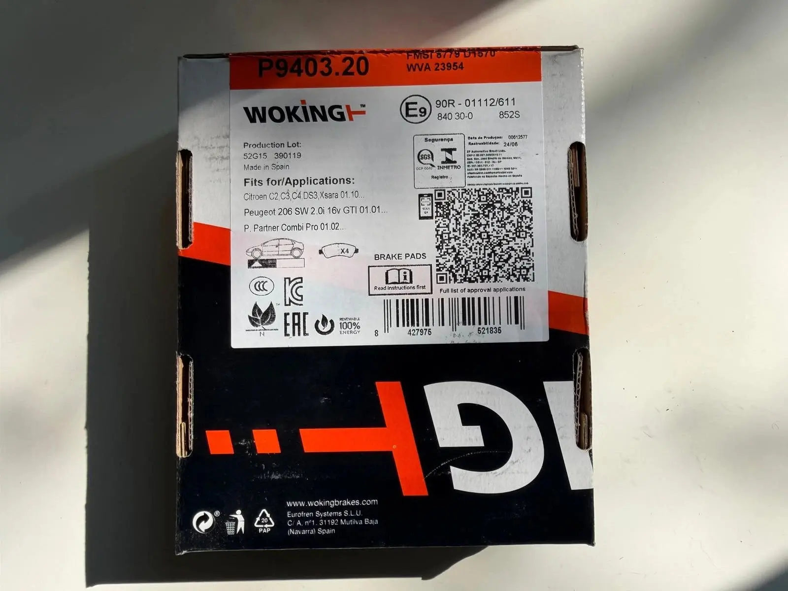 WOKING P940320 Jeu de 4 plaquettes de frein - GR PARTS