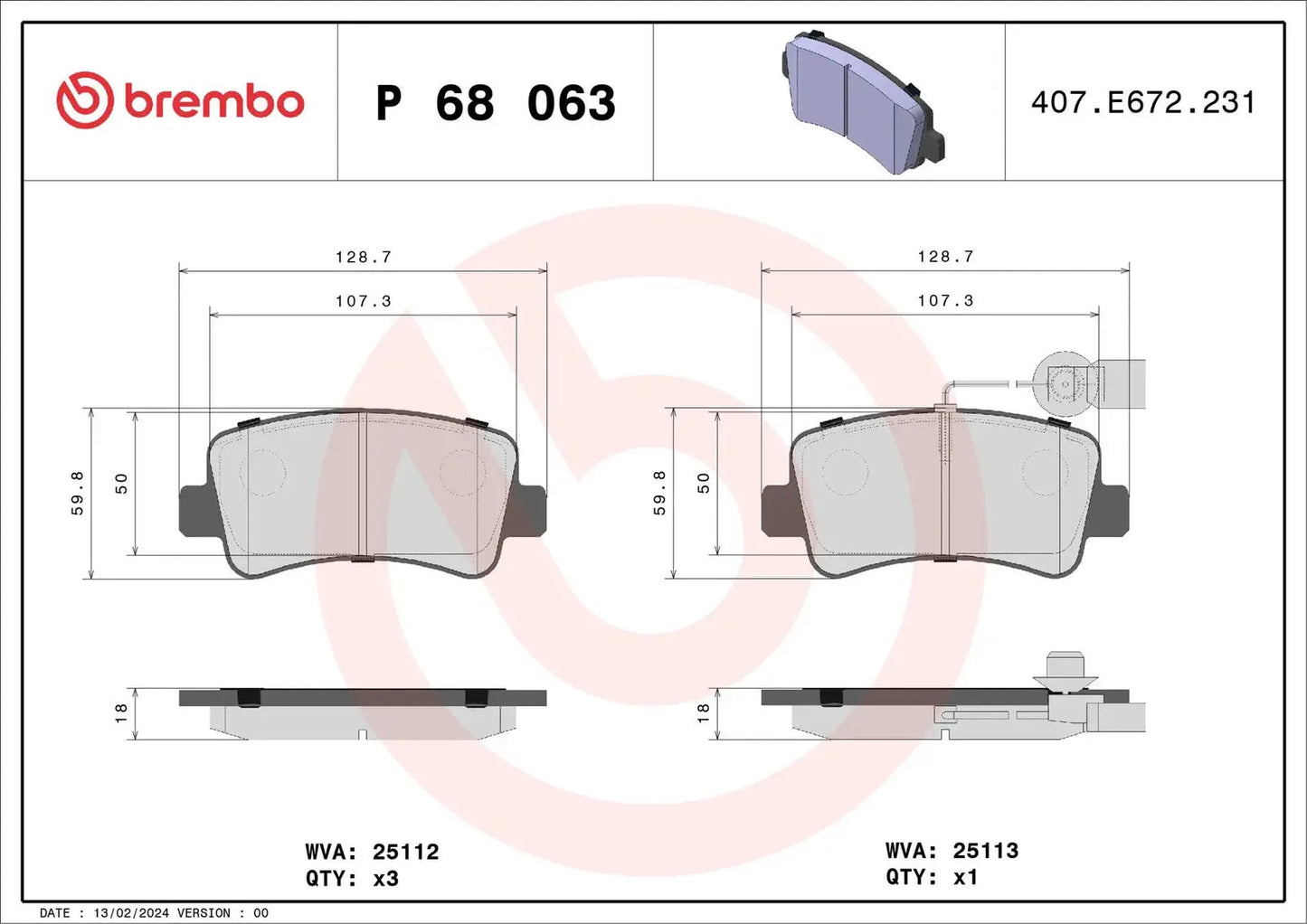 BREMBO P 68 063 Plaquettes de frein - GR PARTS
