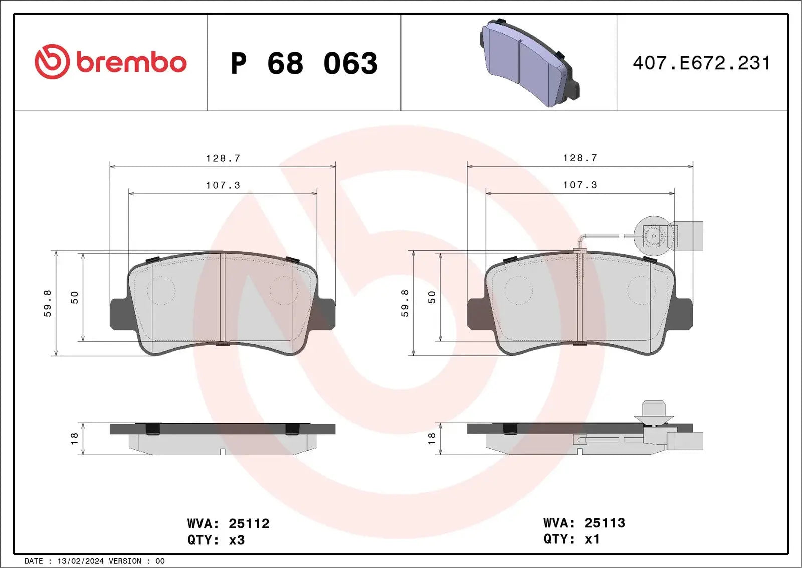 BREMBO P 68 063 Plaquettes de frein - GR PARTS