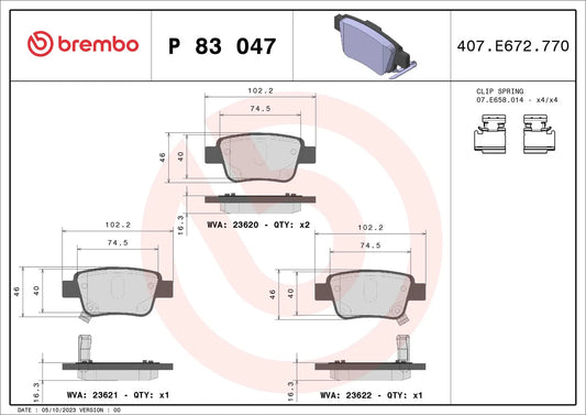 BREMBO Prime P 83 047 Plaquettes de frein