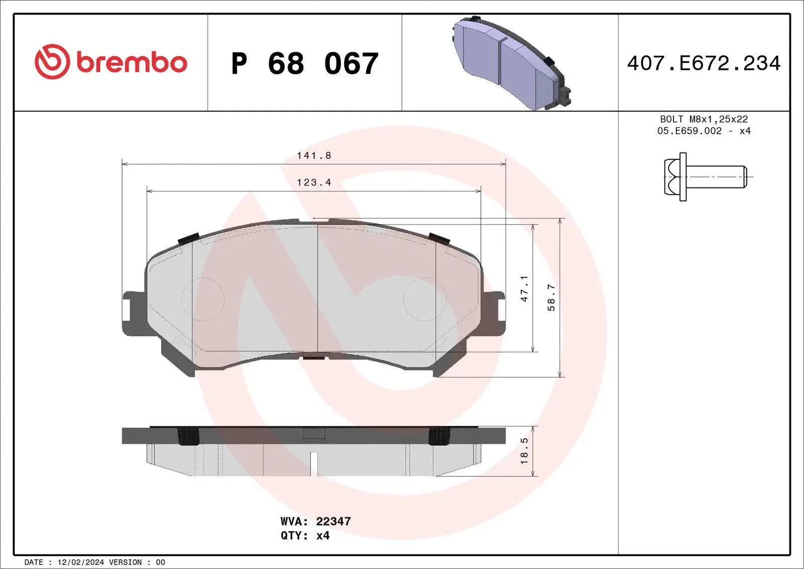BREMBO P 68 067 Plaquettes de frein BREMBO