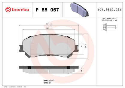 BREMBO P 68 067 Plaquettes de frein BREMBO