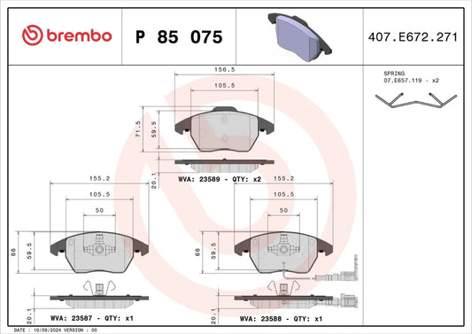 BREMBO P 85 075 Plaquettes de freins