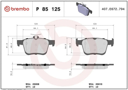 BREMBO P 85 125 Plaquettes de freins BREMBO