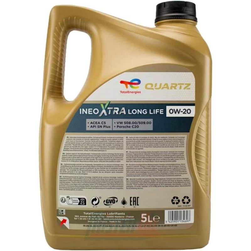 TOTAL 226006 Huile moteur Quartz Ineo Xtra Long Life 0W20 5L
