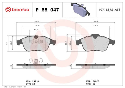 BREMBO P 68 047 Plaquettes de frein pour RENAULT SCÉNIC III GRAND SCÉNIC III BREMBO