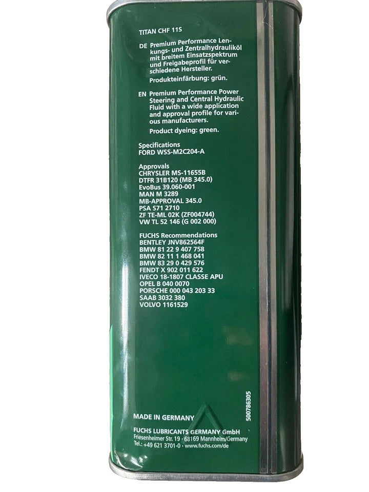 Fuchs Titan CHF 11S Fluide Hydraulique Haute Performance 1L PENTOSIN