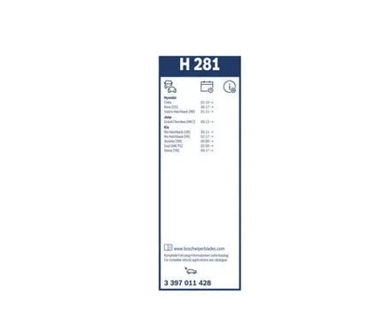 BOSCH 3 397 011 428 Balai d'essuie-glace, lunette arrière H281 BOSCH