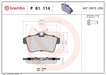 BREMBO P 61 114 Prime Plaquettes de frein
