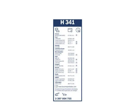 BOSCH 3 397 004 755 Balai d'essuie-glace Twin H341, 340mm, Arrière, 1 Pièce BOSCH