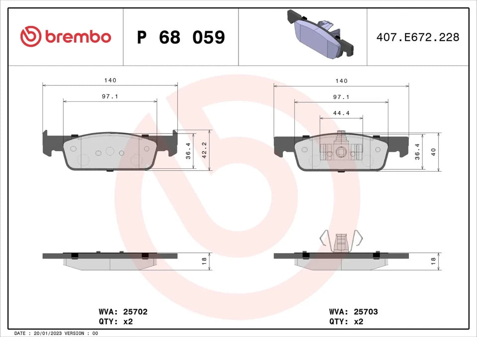 BREMBO P 68 059 Plaquettes de freins