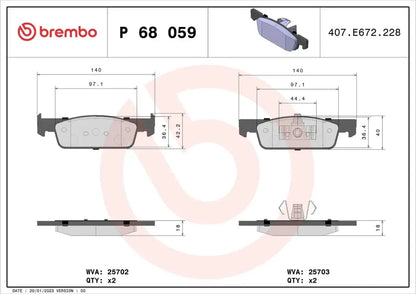 BREMBO P 68 059 Plaquettes de freins BREMBO