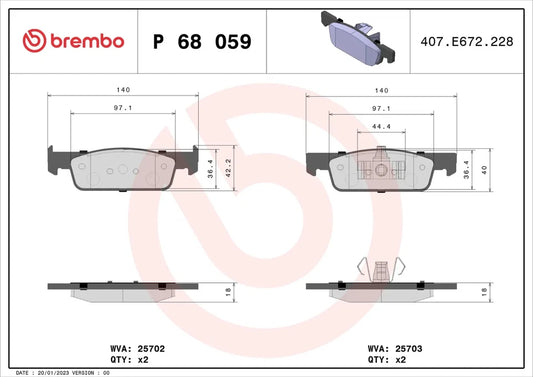 BREMBO P 68 059 Plaquettes de freins