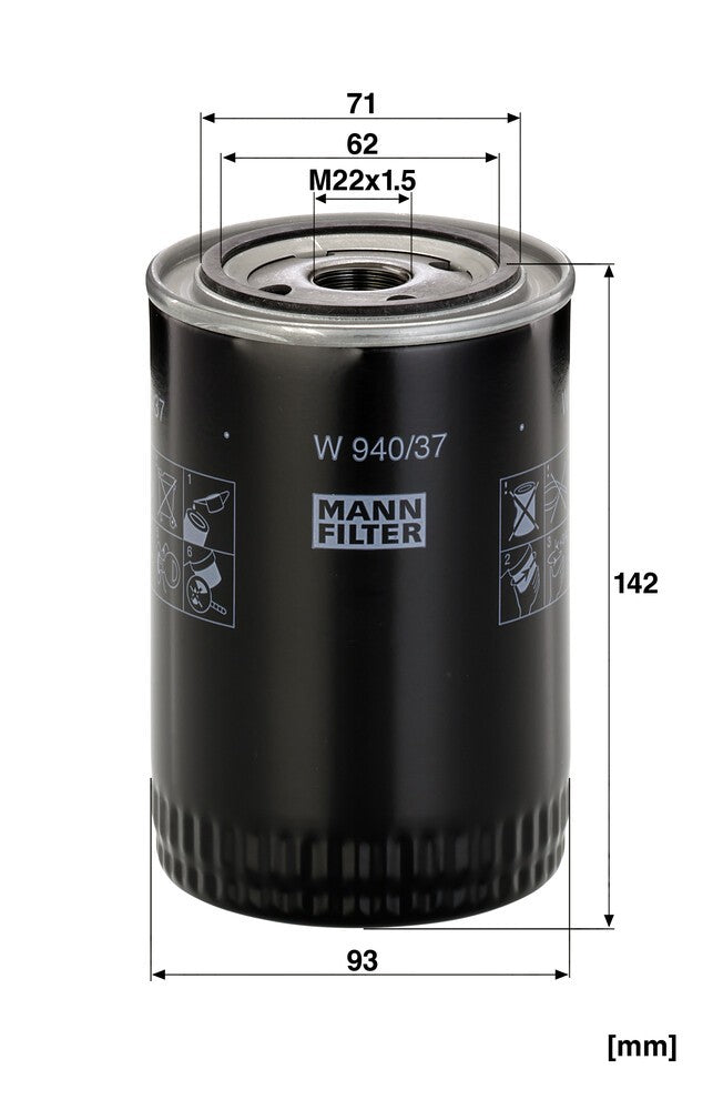 MANN-FILTER W 940/37 Filtre à huile
