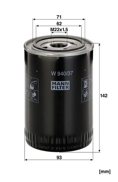 MANN-FILTER W 940/37 Filtre à huile MANN-FILTER