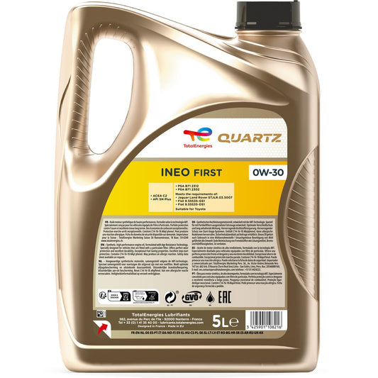 TotalEnergies Huile moteur Quartz Ineo First 0W30 - 5 Litres 213833