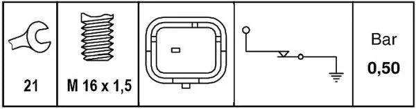 HELLA 6ZL 009 600-041 Capteur de pression d'huile M16x1,5, 0,5 bar HELLA
