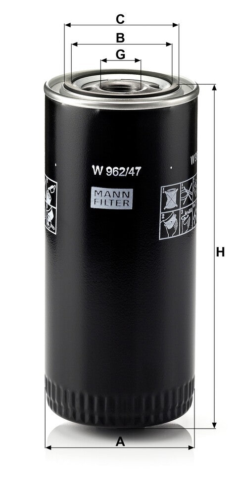 MANN-FILTER W 962/47 Filtre à huile