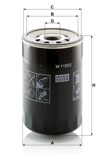 MANN-FILTER W 1150/2 Filtre, système hydraulique de travail MANN-FILTER