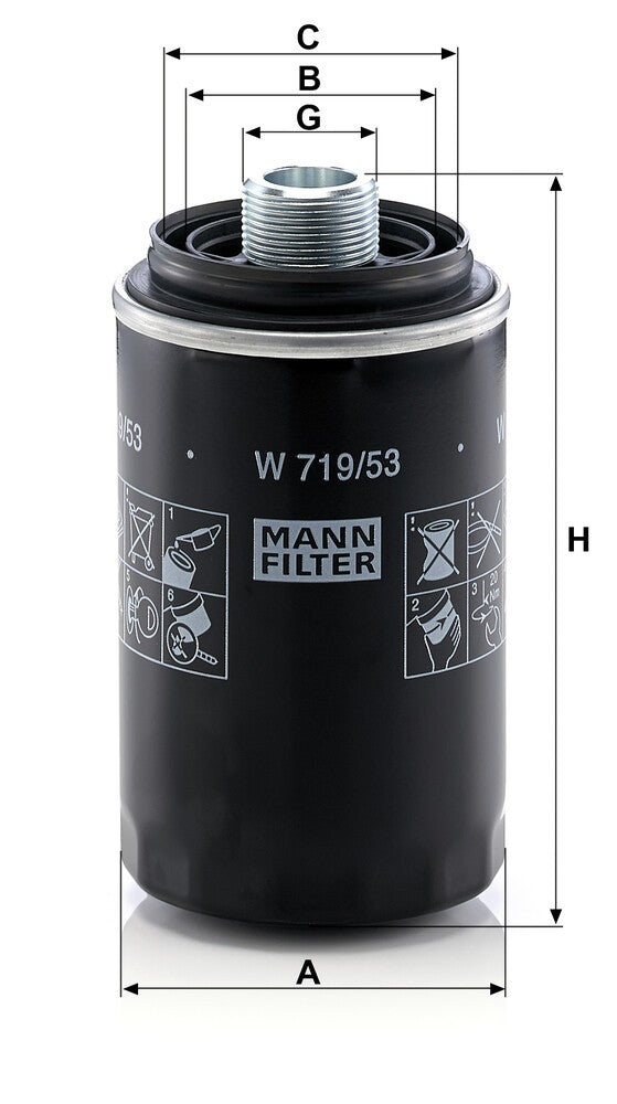MANN-FILTER W 719/53 Filtre à huile