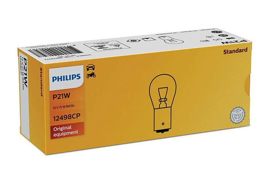 PHILIPS 12498CP Ampoule, feu clignotant 12V 21W, P21W, Lampe à boule 10 Pièces